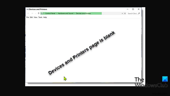 หน้าอุปกรณ์และเครื่องพิมพ์ว่างเปล่าหรือไม่โหลดบน Windows 11/10 