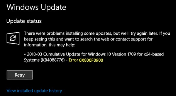 แก้ไขข้อผิดพลาด Windows Update 0x800f0900 บน Windows 11/10 