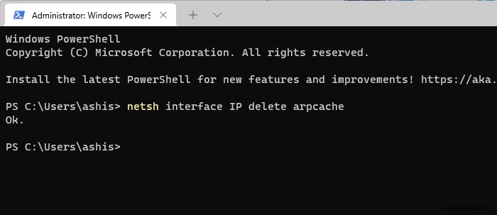 วิธีล้าง ARP Cache ใน Windows 11/10 