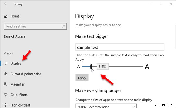 เพิ่มขนาดฟอนต์และทำให้ข้อความใหญ่ขึ้นหรือใหญ่ขึ้นใน Windows 11/10 