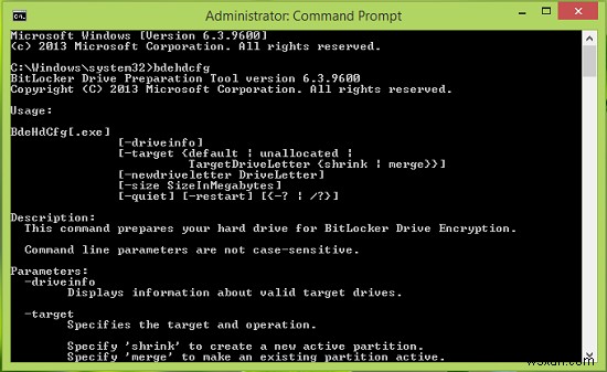 วิธีใช้เครื่องมือเตรียม BitLocker Drive โดยใช้ Command Prompt 
