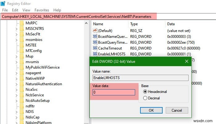 เปิดหรือปิดใช้งาน LMHOSTS Lookup โดยใช้ PowerShell, Registry หรือ Adapter Properties 