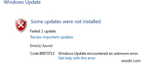 แก้ไขข้อผิดพลาด Windows Update 0x80073712 บน Windows 11/10 