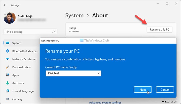 วิธีเปลี่ยนชื่อพีซีใน Windows 11 