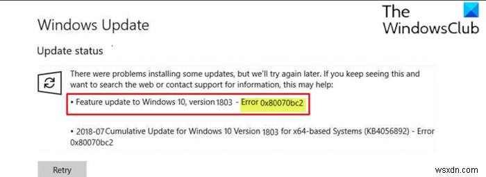 แก้ไขข้อผิดพลาด Windows Update 0x80070bc2 บน Windows 11/10 