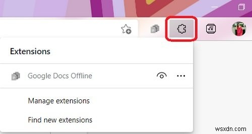 วิธีลบปุ่มเมนูส่วนขยายจาก Microsoft Edge 