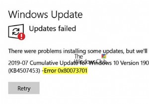 ไม่สามารถติดตั้ง Windows Updates – ข้อผิดพลาด 0x80073701 