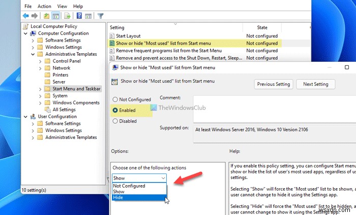 วิธีแสดงหรือซ่อนแอพที่ใช้บ่อยที่สุดใน Start Menu บน Windows 11 
