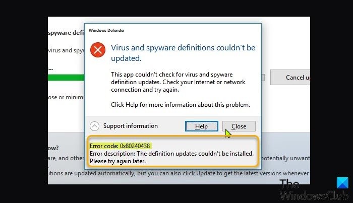 แก้ไขรหัสข้อผิดพลาดของ Windows Defender 0x80240438 ไม่สามารถติดตั้งการอัปเดตข้อกำหนดได้ 