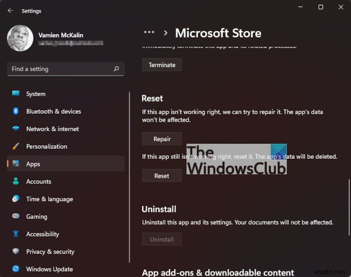 วิธีรีเซ็ตหรือซ่อมแซมแอป Microsoft Store ผ่านการตั้งค่า Windows 
