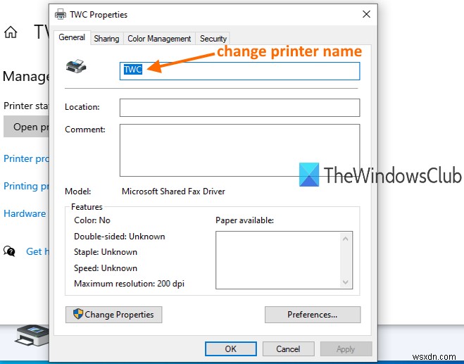 วิธีเปลี่ยนชื่อเครื่องพิมพ์ใน Windows 11/10 
