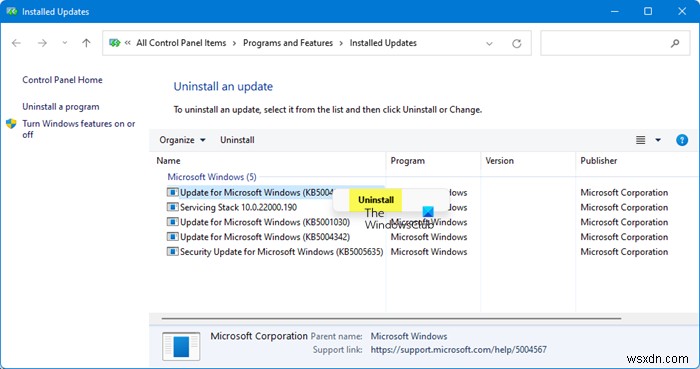 วิธีถอนการติดตั้ง Windows Updates ใน Windows 11/10 
