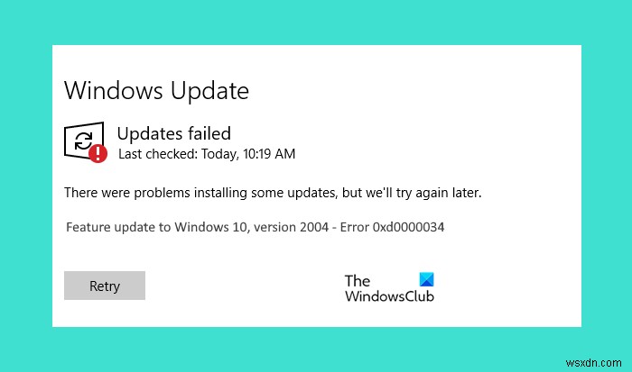 แก้ไข Windows Update Error Code 0xd0000034 