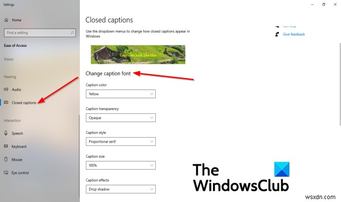 วิธีเปลี่ยนการตั้งค่า Closed Caption ใน Windows 11/10 