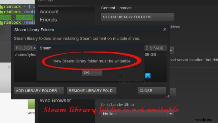 แก้ไขโฟลเดอร์ไลบรารี Steam ใหม่ต้องเขียนได้ผิดพลาด 