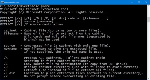 วิธีแยกไฟล์ CAB โดยใช้เครื่องมือบรรทัดคำสั่งใน Windows 11/10 