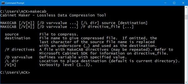 วิธีแยกไฟล์ CAB โดยใช้เครื่องมือบรรทัดคำสั่งใน Windows 11/10 