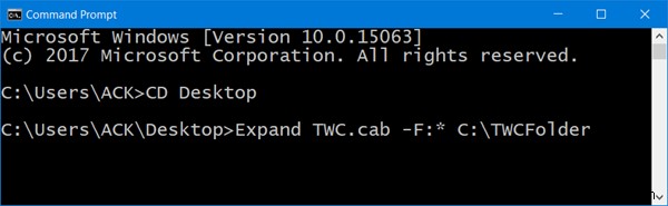 วิธีแยกไฟล์ CAB โดยใช้เครื่องมือบรรทัดคำสั่งใน Windows 11/10 