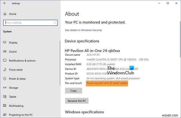 ความหมายของ Touch Support พร้อม Touch Points ใน Windows 11/10 คืออะไร? 