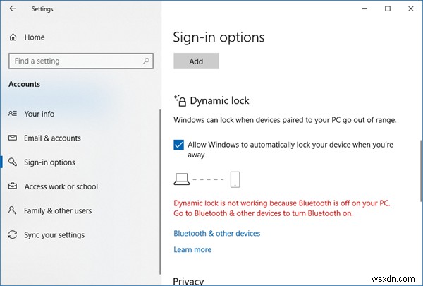 Dynamic Lock ไม่ทำงานหรือหายไปใน Windows 11/10 