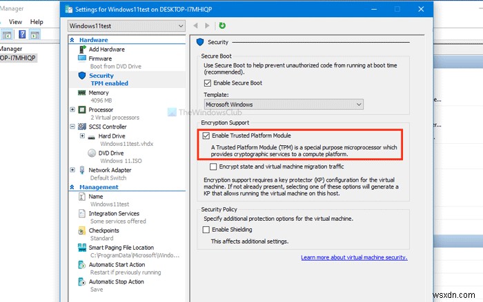 วิธีเปิดใช้งาน TPM ใน Hyper-V เพื่อติดตั้ง Windows 11 