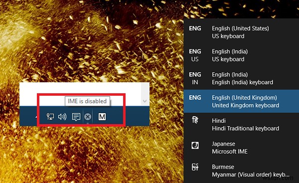 ตัวแก้ไขวิธีการป้อนข้อมูล (IME) ถูกปิดใช้งานใน Windows 11/10 