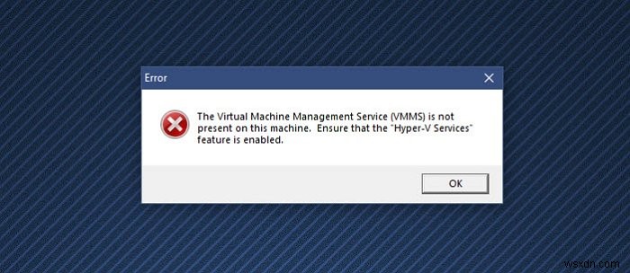 Virtual Machine Management ไม่มีอยู่ในเครื่องนี้ 