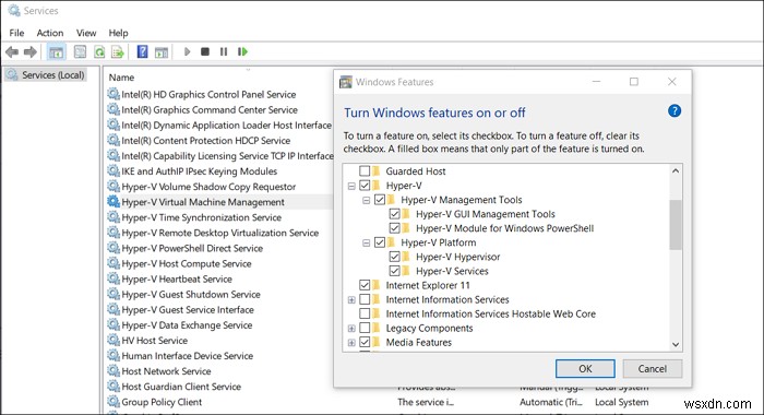 Virtual Machine Management ไม่มีอยู่ในเครื่องนี้ 