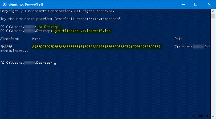 วิธีตรวจสอบแฮชไฟล์ ISO ของ Windows โดยใช้ PowerShell ใน Windows 11/10 
