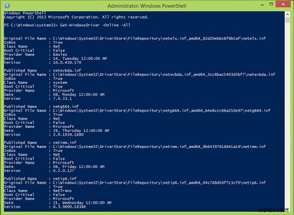 วิธีรับรายการไดรเวอร์ที่ติดตั้งและรายละเอียดโดยใช้ Windows PowerShell 