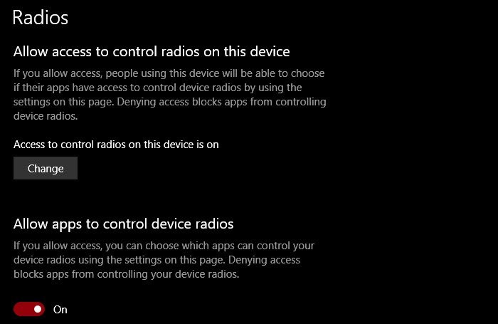 วิธีให้แอพ Windows ควบคุมวิทยุใน Windows 11/10 