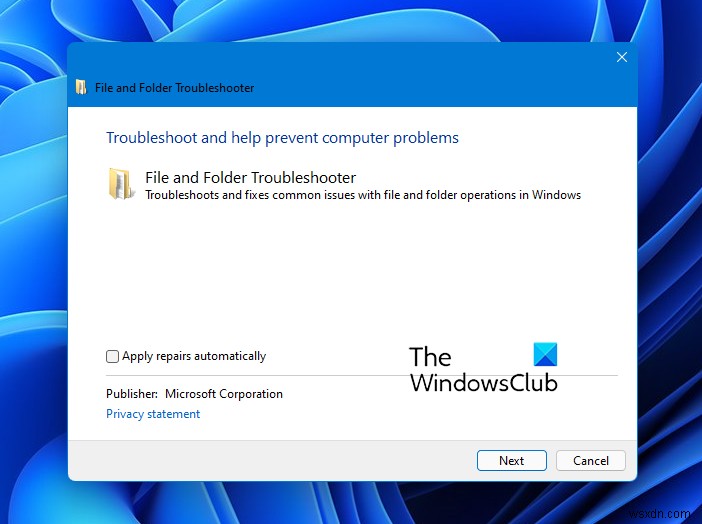 ตัวแก้ไขปัญหาไฟล์และโฟลเดอร์ของ Windows จะแก้ไขปัญหา Explorer โดยอัตโนมัติ 