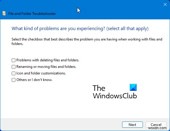 ตัวแก้ไขปัญหาไฟล์และโฟลเดอร์ของ Windows จะแก้ไขปัญหา Explorer โดยอัตโนมัติ 