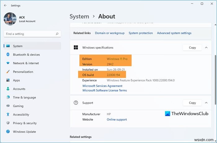 ค้นหารุ่น, รุ่น, บิลด์ของ Windows 11/10 ที่ติดตั้งบนคอมพิวเตอร์ของคุณ 