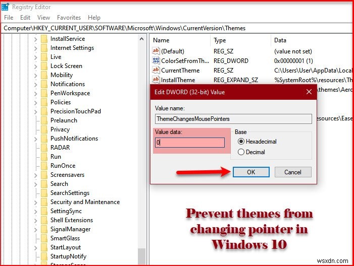 วิธีป้องกันธีมไม่ให้เปลี่ยนตัวชี้เมาส์ใน Windows 11/10 