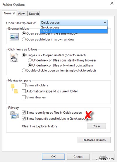 วิธีเปิดหรือปิดใช้งาน Quick Access ใน File Explorer ของ Windows 11/10 