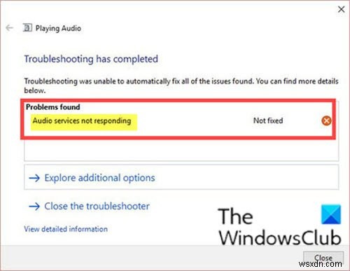 บริการเสียงไม่ตอบสนองข้อผิดพลาดใน Windows 11/10 