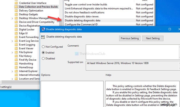 วิธีอนุญาตหรือป้องกันไม่ให้ผู้ใช้ลบข้อมูลการวินิจฉัยใน Windows 11/10 