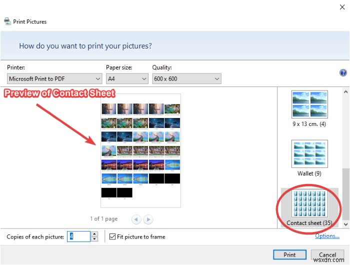 วิธีสร้างและพิมพ์ Contact Sheet of Photos ใน Windows 11/10 