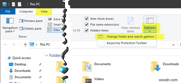 วิธีเปิดตัวเลือก File Explorer ใน Windows 11/10 