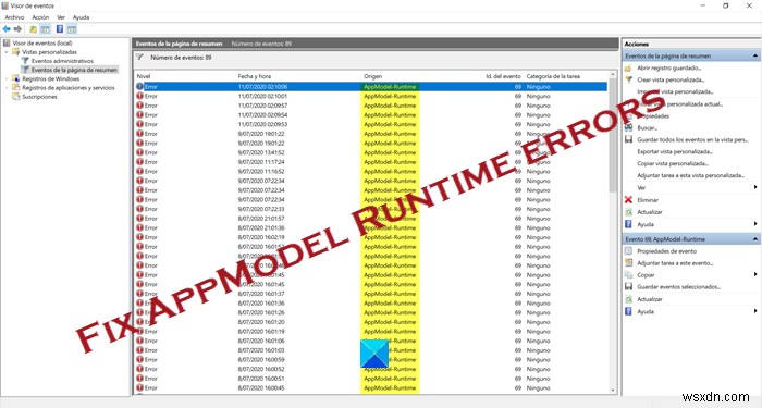 แก้ไขข้อผิดพลาดรันไทม์ AppModel 57, 87, 490, 21 ฯลฯ บน Windows 11/10 