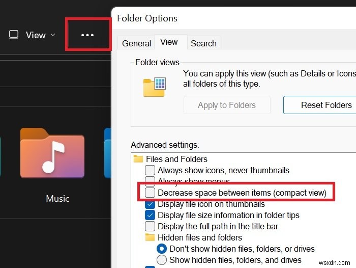 วิธีปิดการใช้งาน Compact View ใน File Explorer ใน Windows 11/10 