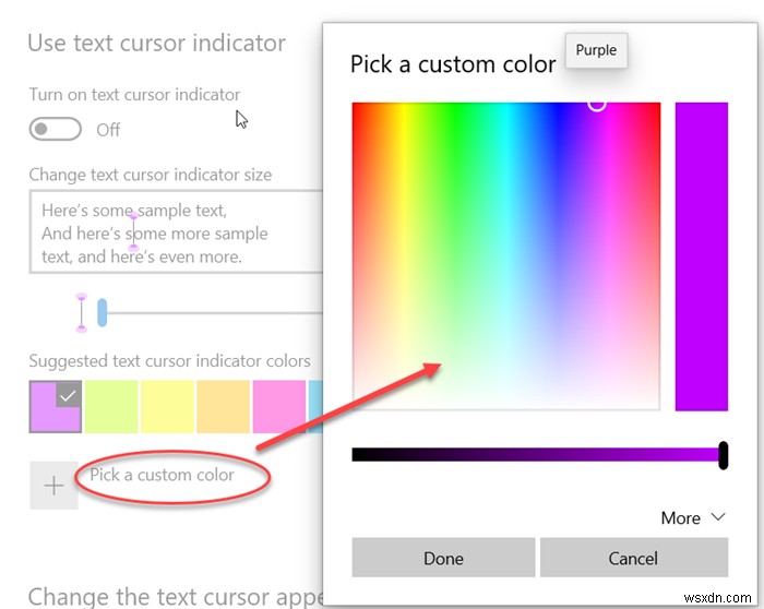 เปลี่ยนขนาด สี และความหนาของตัวบ่งชี้เคอร์เซอร์ข้อความใน Windows 11/10 