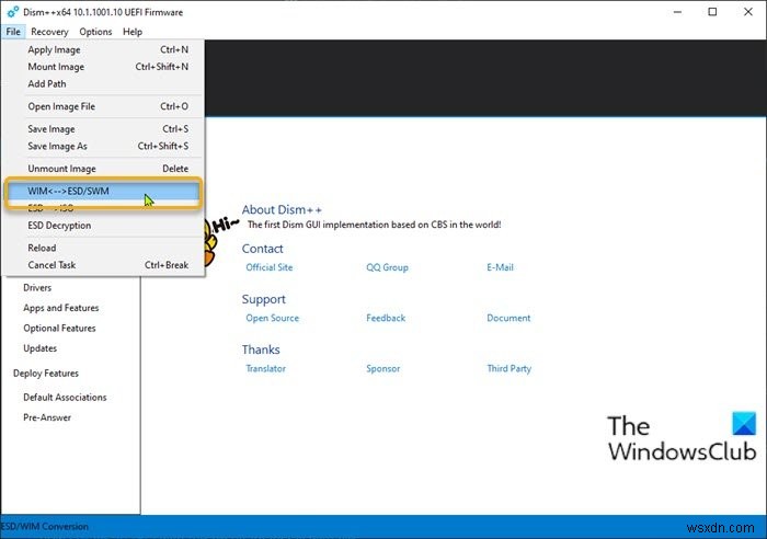 วิธีแปลงไฟล์ install.esd เป็น install.wim ใน Windows 11/10 