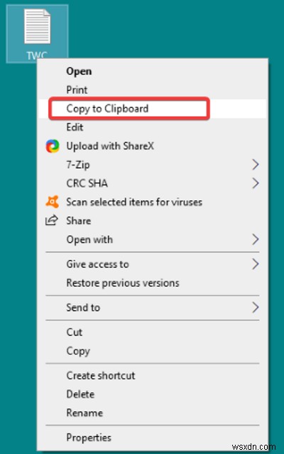 วิธีคัดลอกเนื้อหาไฟล์ไปยังคลิปบอร์ดโดยใช้เมนูบริบทคลิกขวาใน Windows 10 
