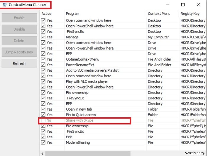 วิธีลบรายการ Share with Skype Context Menu ใน Windows 11/10 
