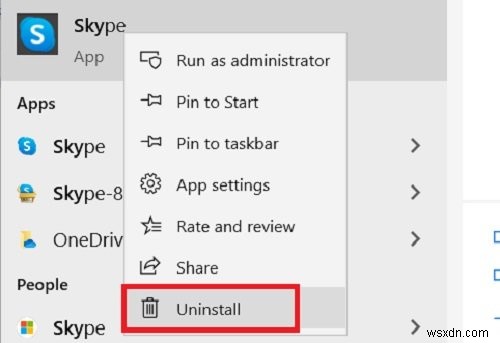 วิธีลบรายการ Share with Skype Context Menu ใน Windows 11/10 