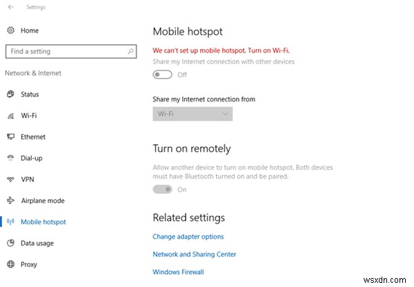 Mobile Hotspot ไม่ทำงานใน Windows 11/10 