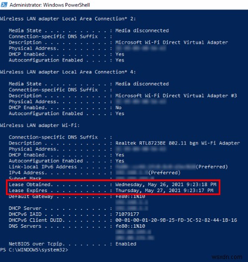 วิธีเปลี่ยนเวลาเช่า DHCP ใน Windows 11/10 