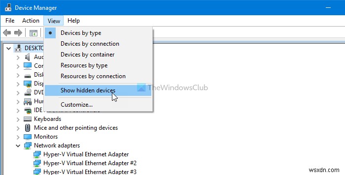 Microsoft Hosted Network Virtual Adapter หายไปในตัวจัดการอุปกรณ์ของ Windows 10 